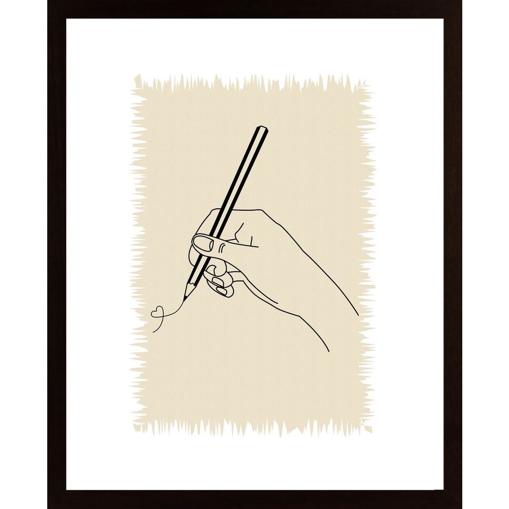 Hand With Pen Texture Poster