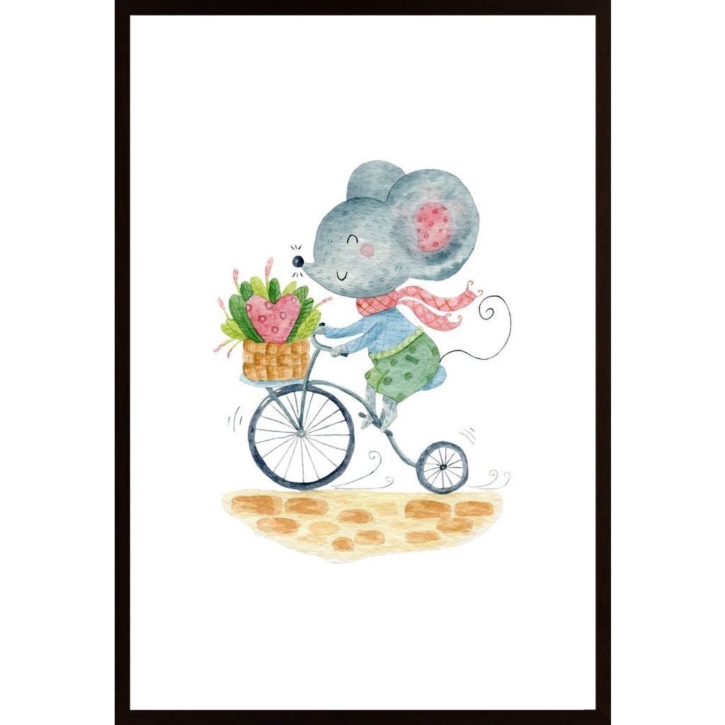 Mouse Rides A Bicycle Plakát