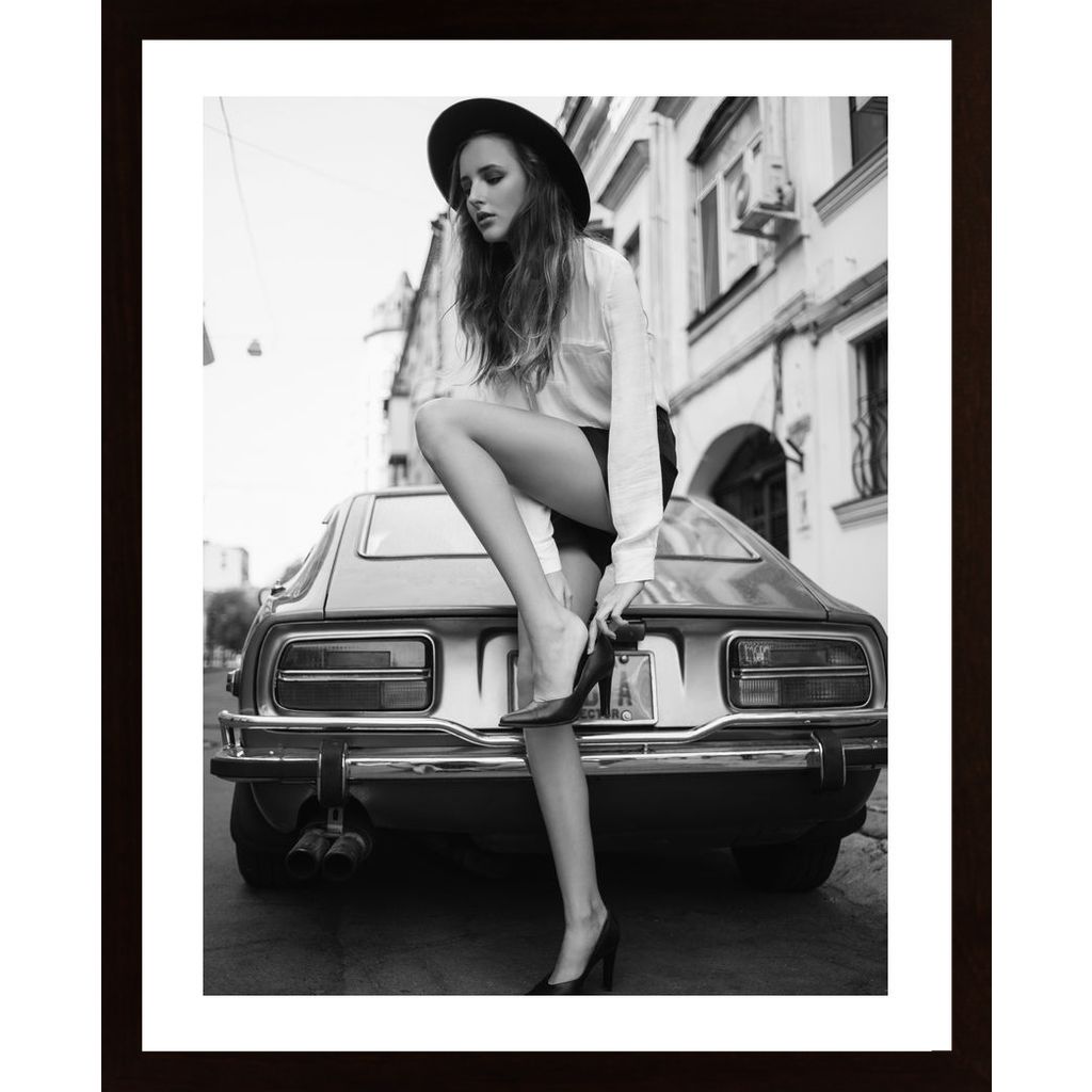 Woman By Car Poster