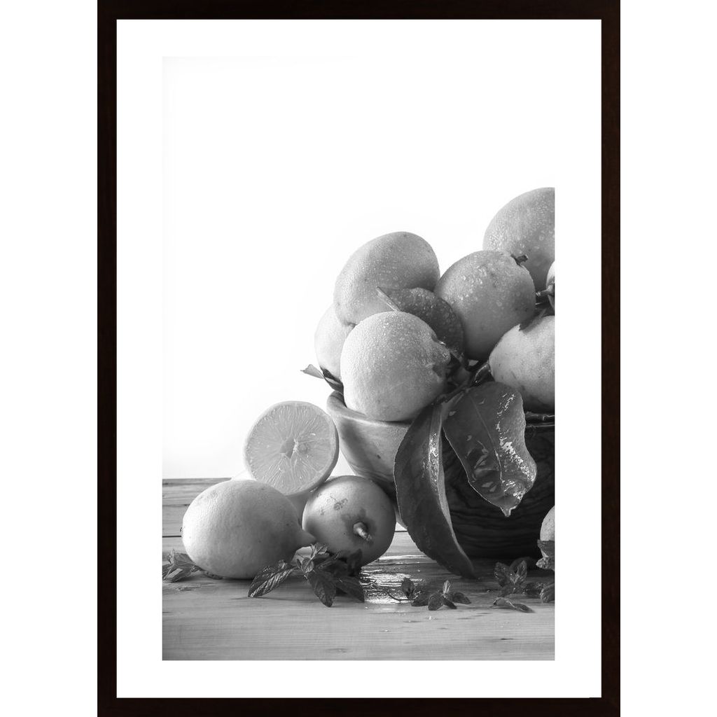 Grayscale Lemons Poster