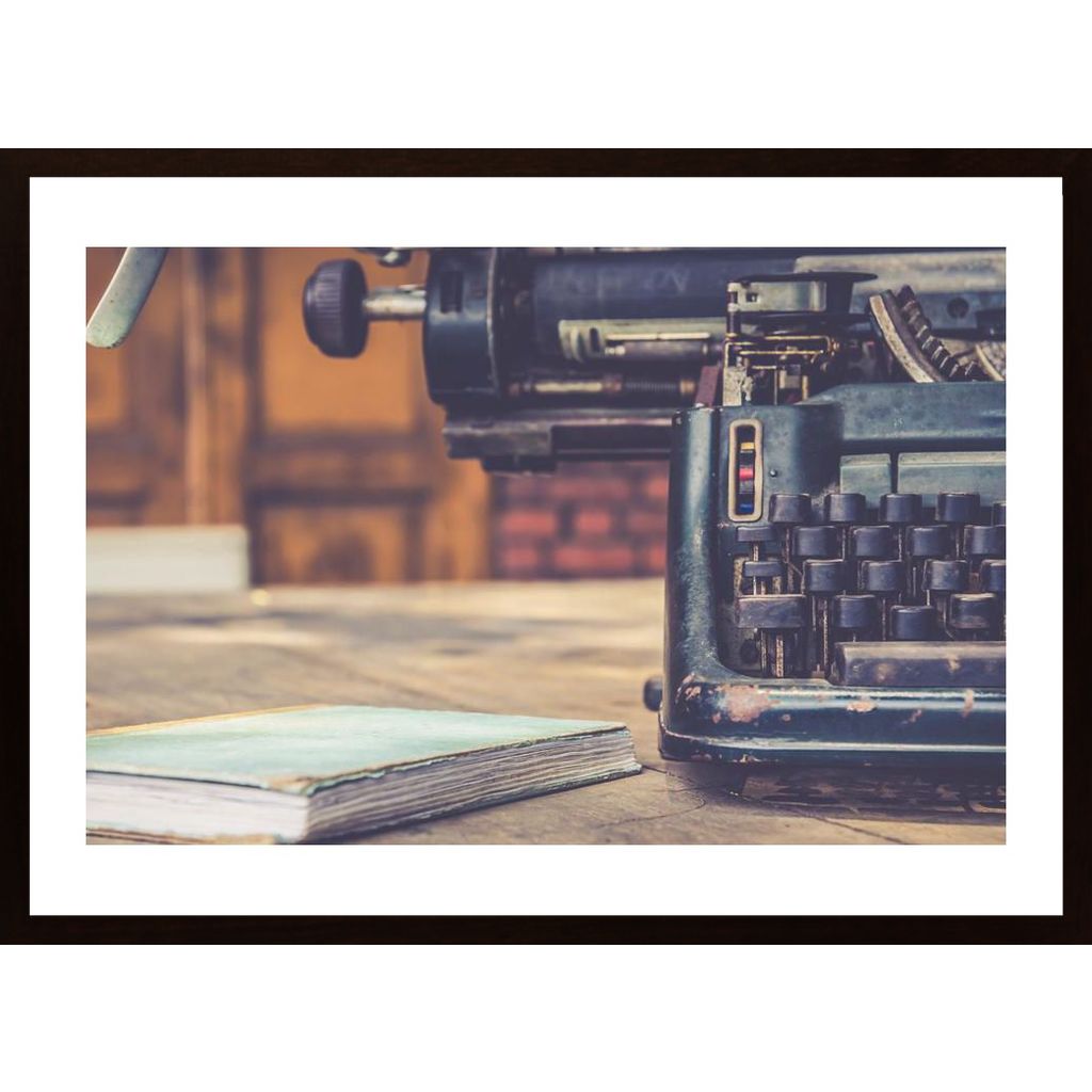 Vintage Typewriter And Book Poster