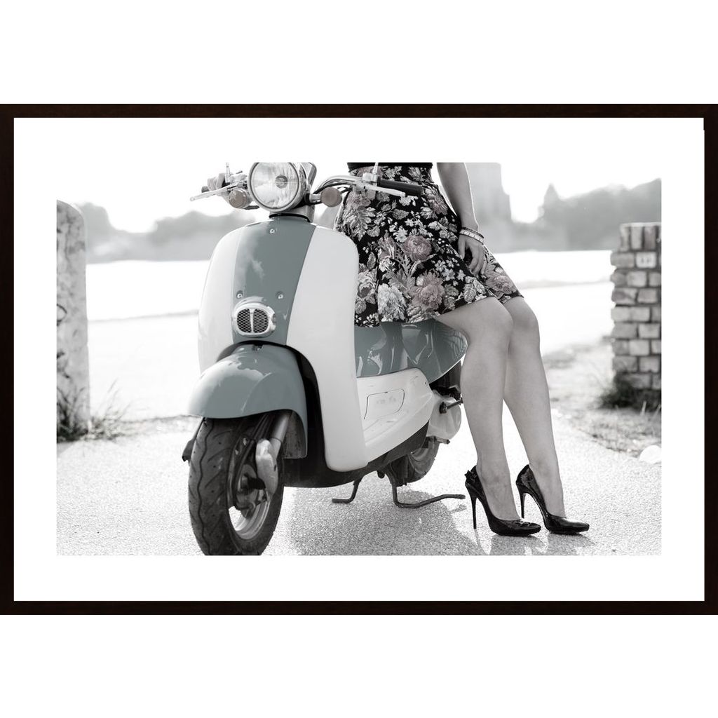 Lady With Moped Plakát