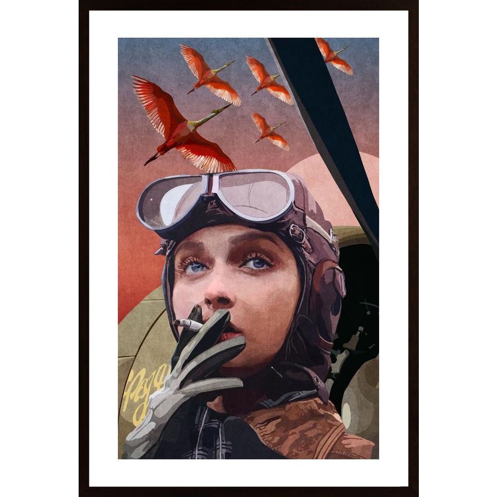 Vintage Female Pilot Plakat