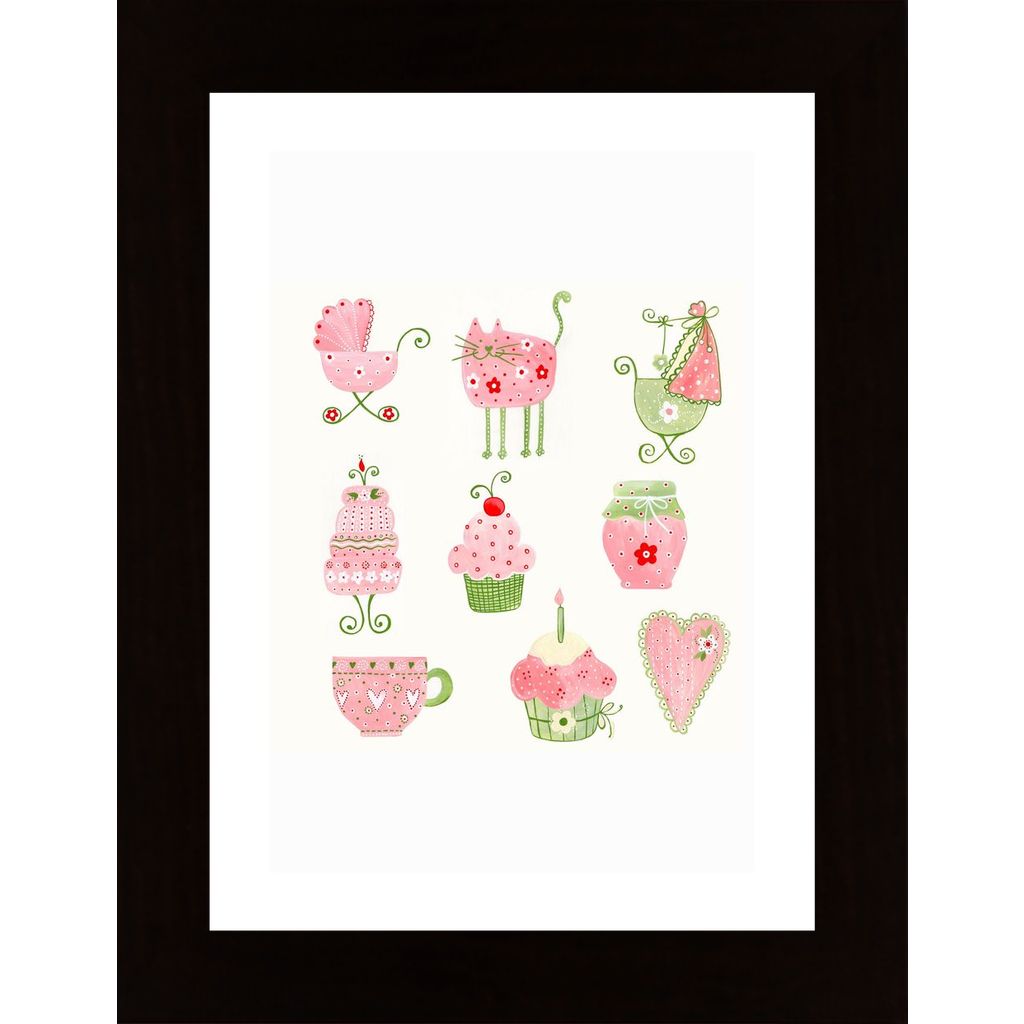 Pink And Green Litte Cute Pictures Affiche