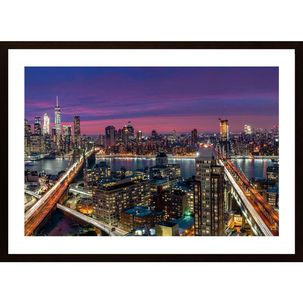 Manhattan Skyline During Beautiful Sunset Affiche