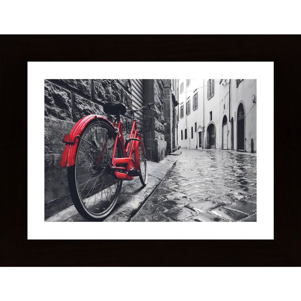 Red Bicycle In An Old Town Affiche