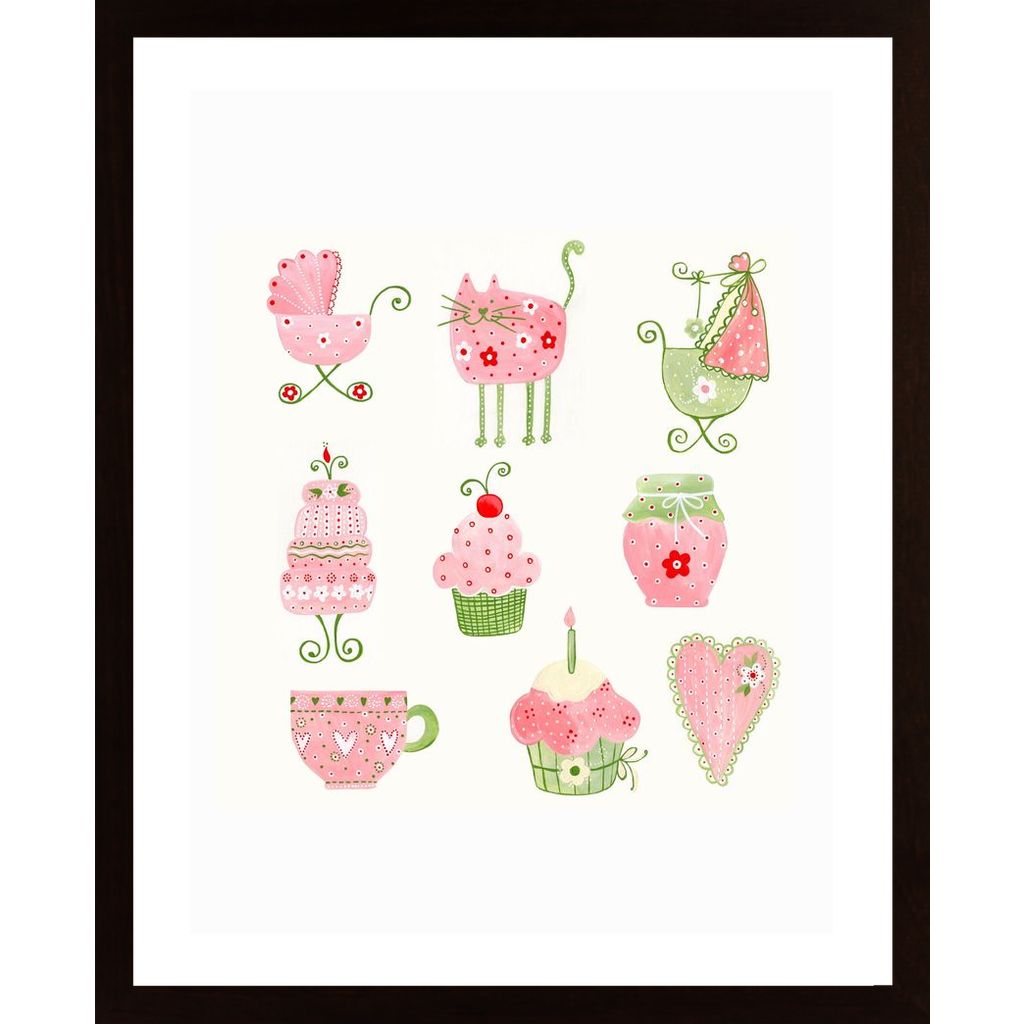 Pink And Green Litte Cute Pictures Poster