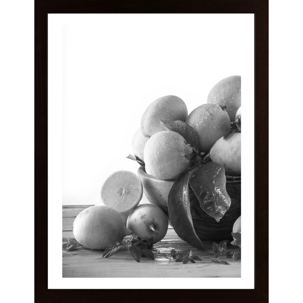Grayscale Lemons Poster