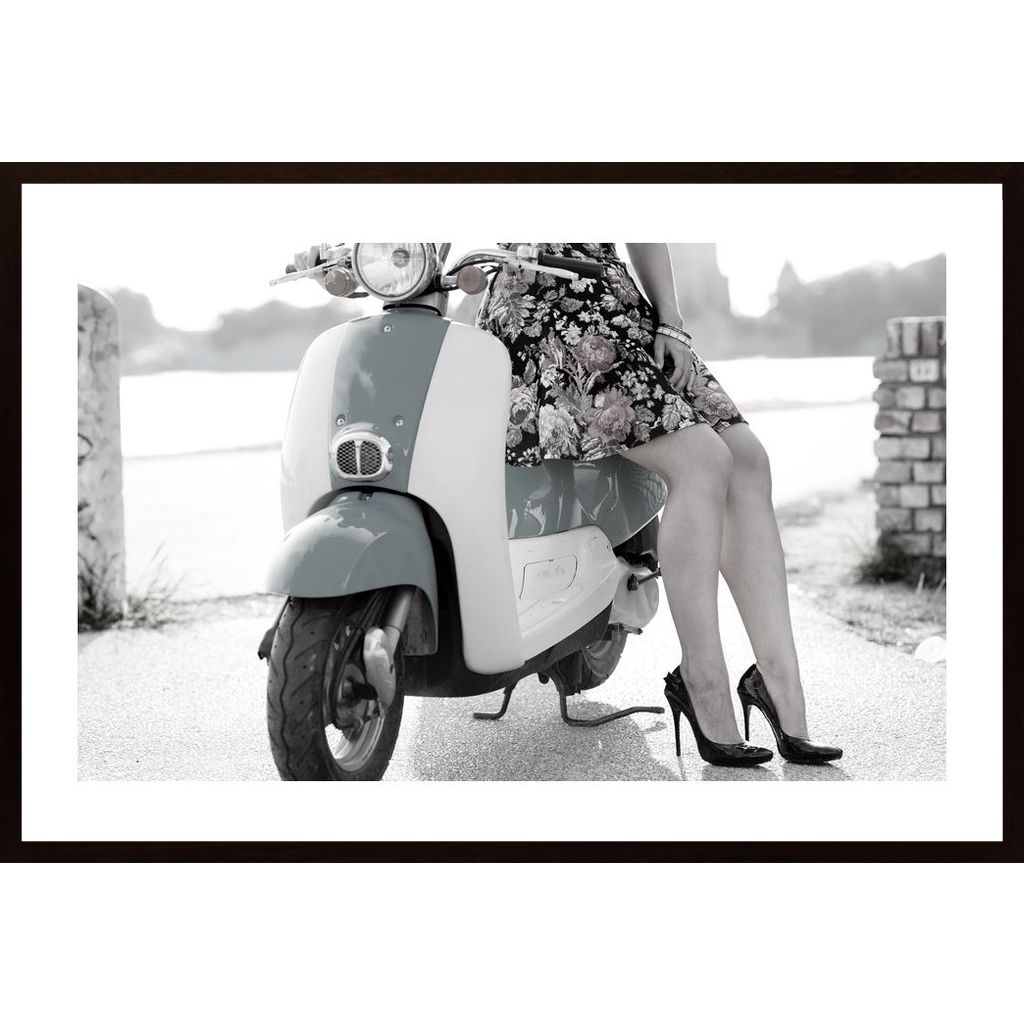 Lady With Moped Poster