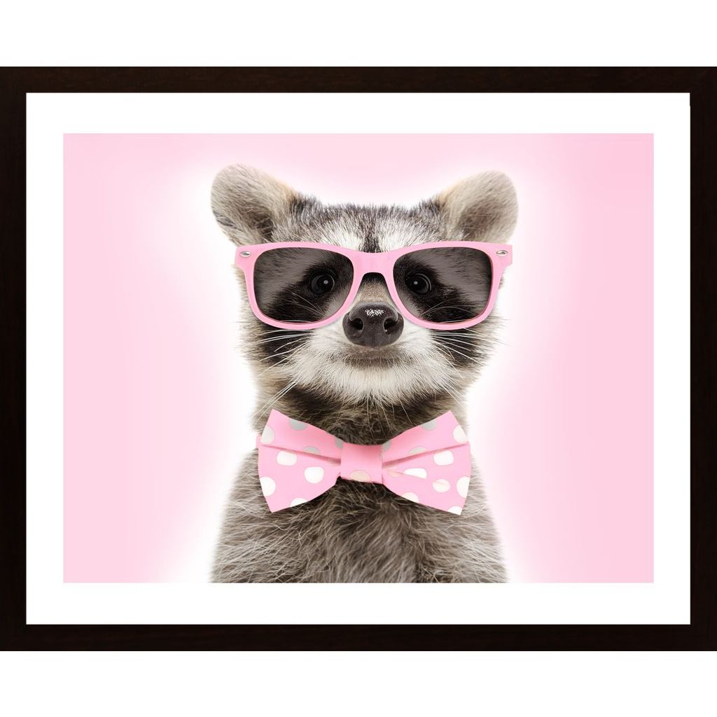 Raccoon With Pink Glasses Plakát