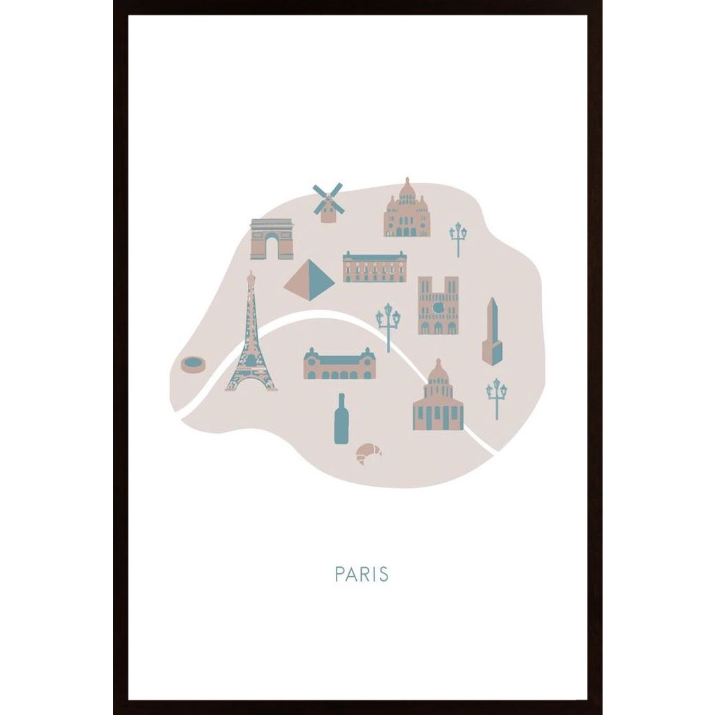 Paris Map Affiche