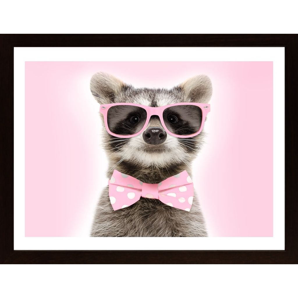 Raccoon With Pink Glasses Poster