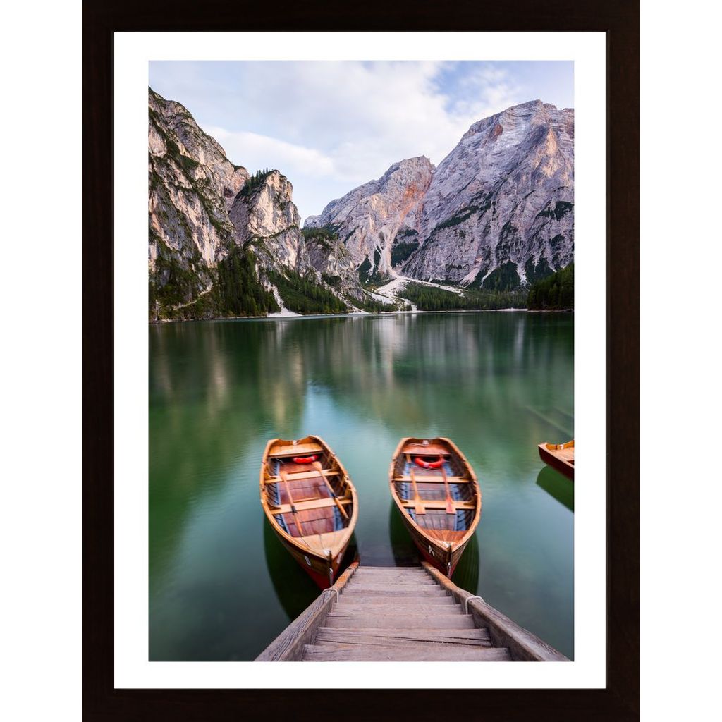 Boats On The Braies Lake Poster