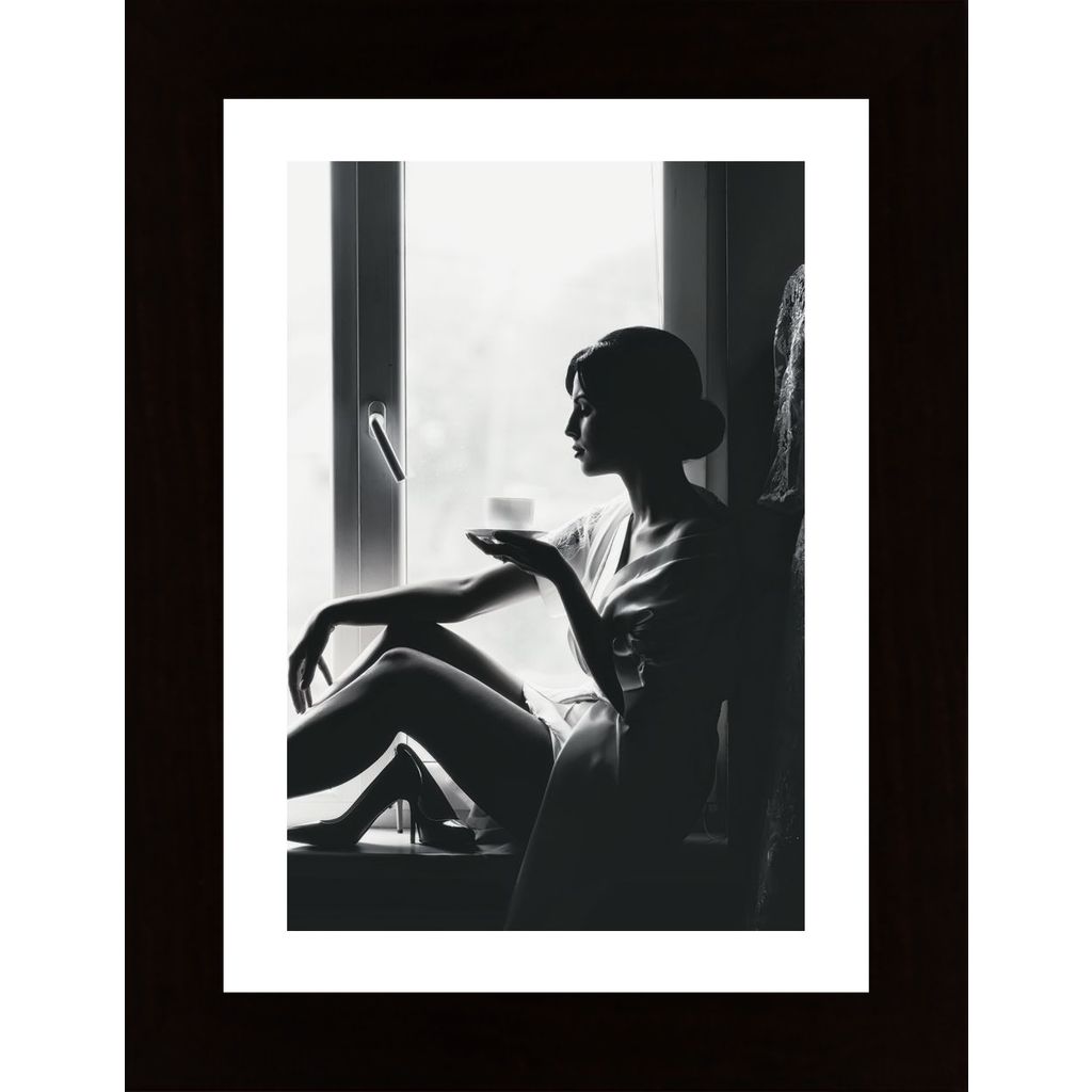 Girl In Window With Coffee Plakát