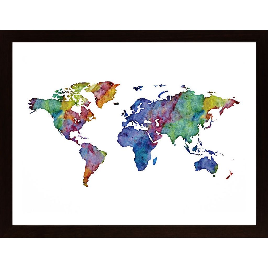 Watercolor World Map Plakát