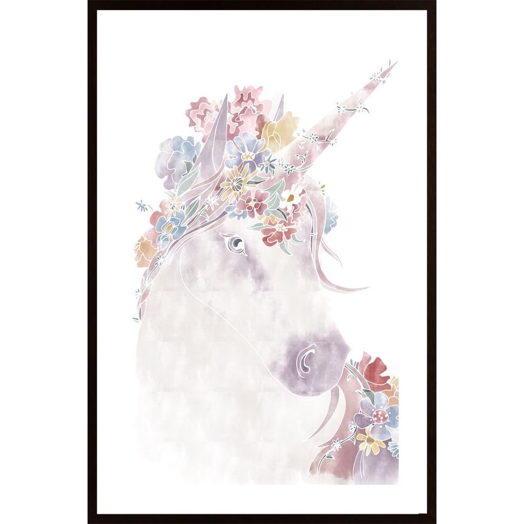 Unicorn Floral Poster