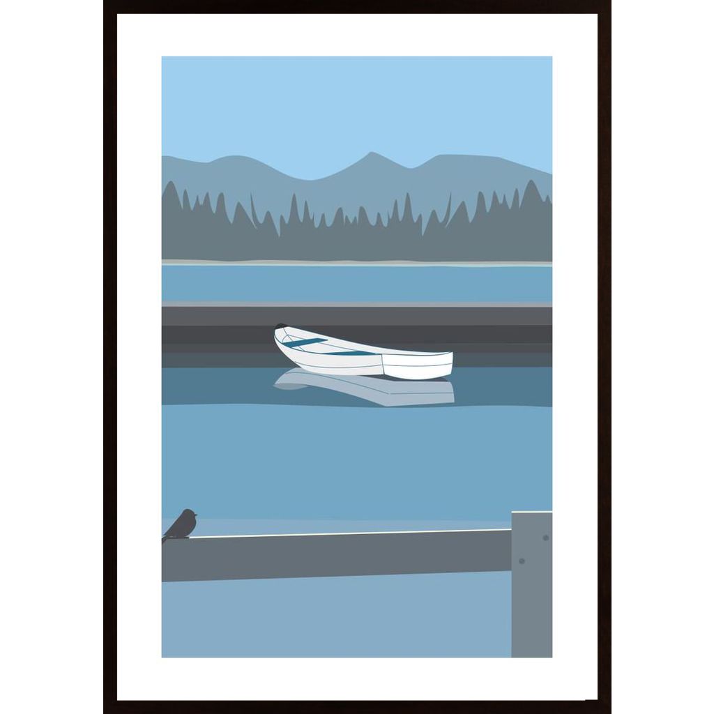 Harbour And One Boat Poster