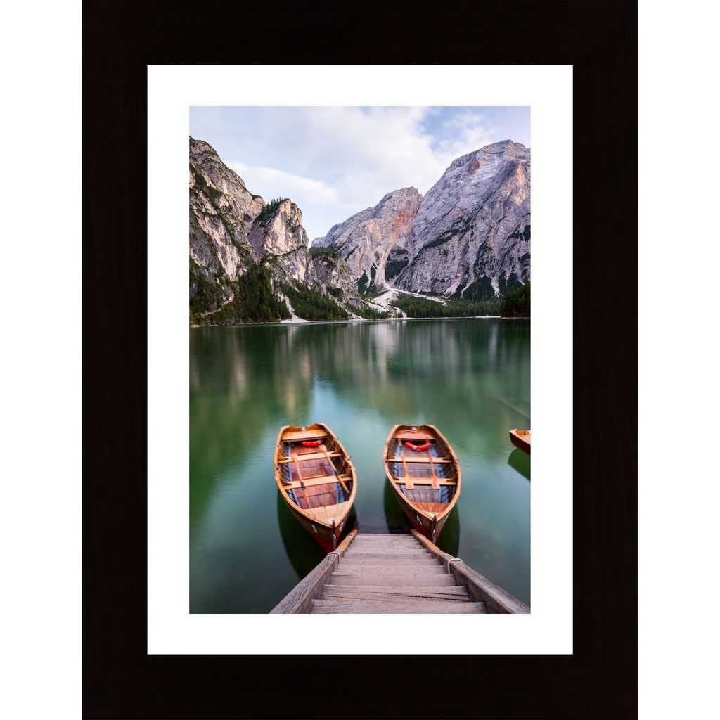 Boats On The Braies Lake Poster