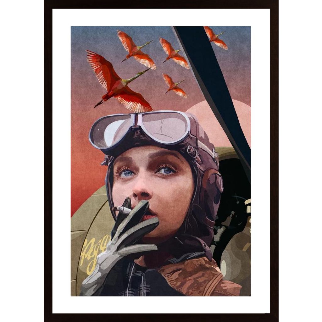 Vintage Female Pilot Plakát