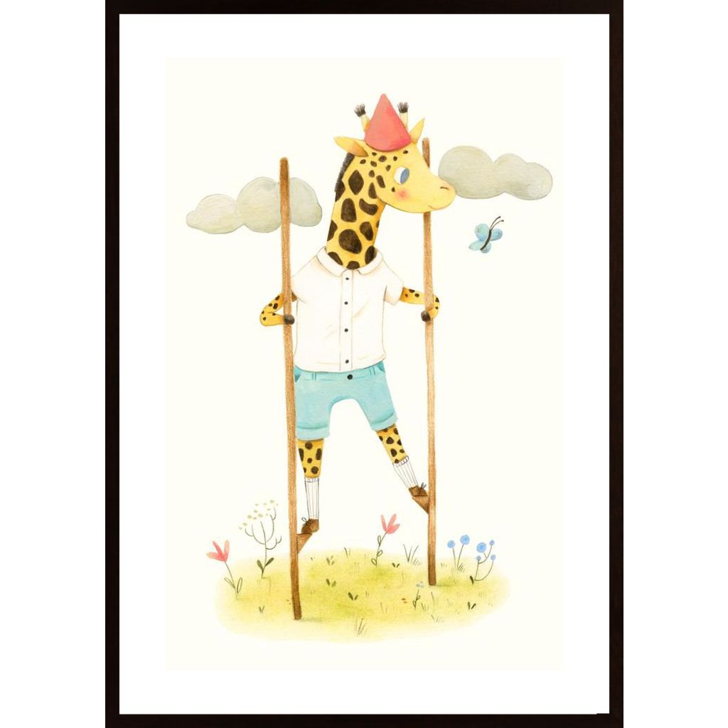 Giraffe Auf Stelzen Poster